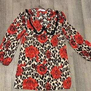 Primark Red and Black Patterned Dress
